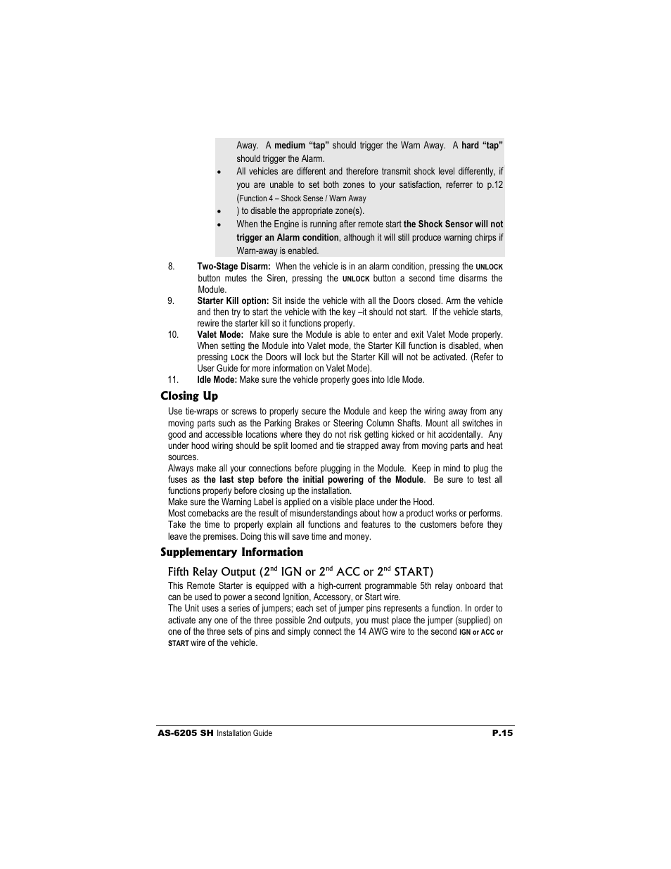 Autostart AS-6205 SH User Manual | Page 15 / 20