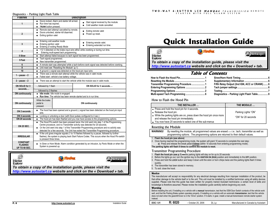 Autostart Two-way 4-Button LCD Manual Transmission Remote Starter with Full Alarm System User Manual | 4 pages