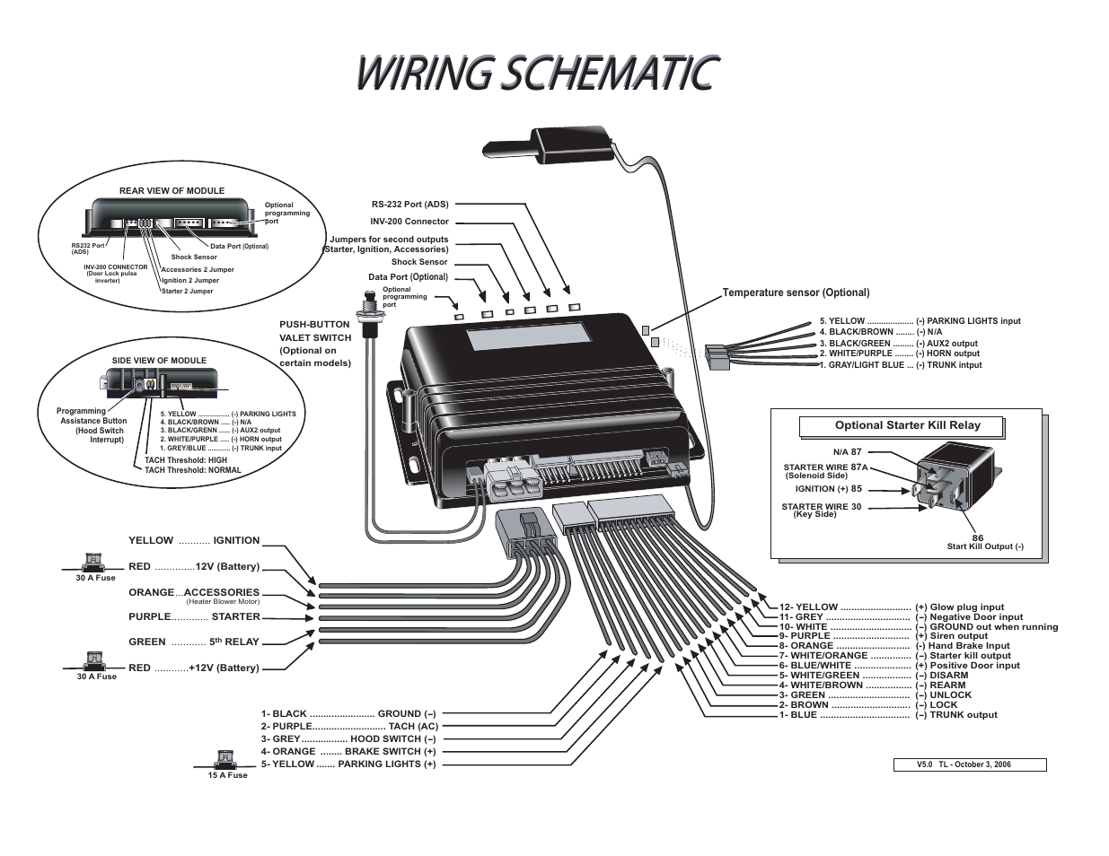 Wiring schematic | Autostart Two-way 4-Button LCD Manual Transmission Remote Starter with Full Alarm System User Manual | Page 4 / 4