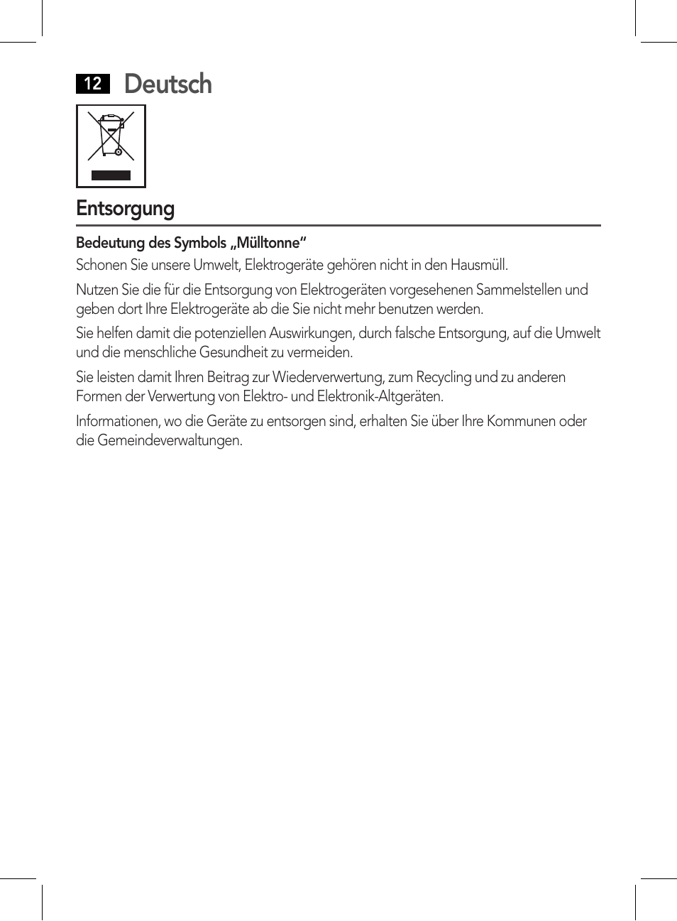 Deutsch | AEG CDP 4226 schwarz User Manual | Page 12 / 78