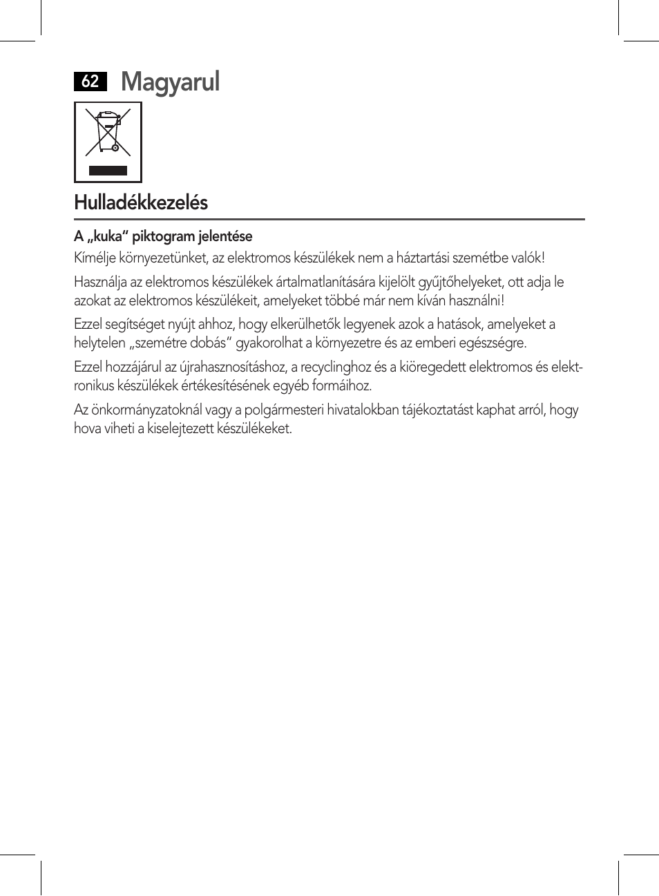 Magyarul | AEG CDP 4226 schwarz User Manual | Page 62 / 78