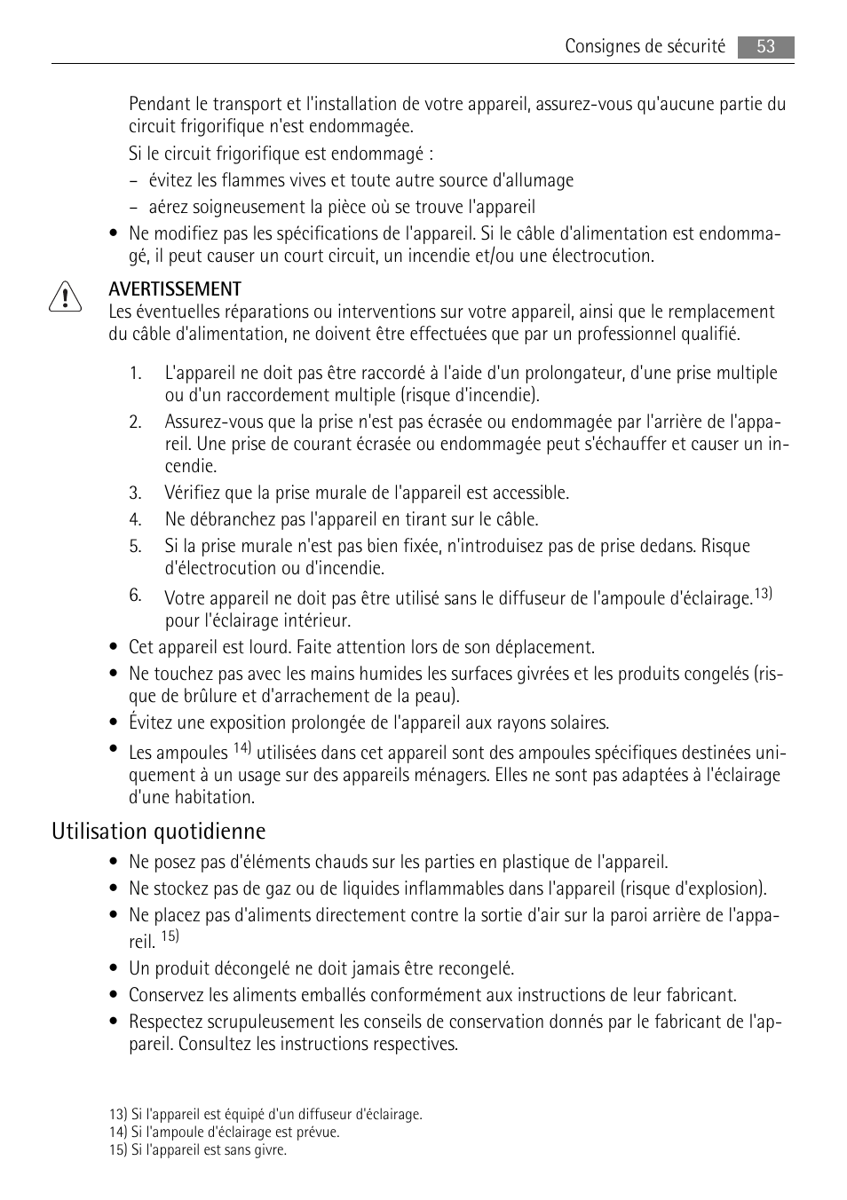 Utilisation quotidienne | AEG SKZ81200F0 User Manual | Page 53 / 100