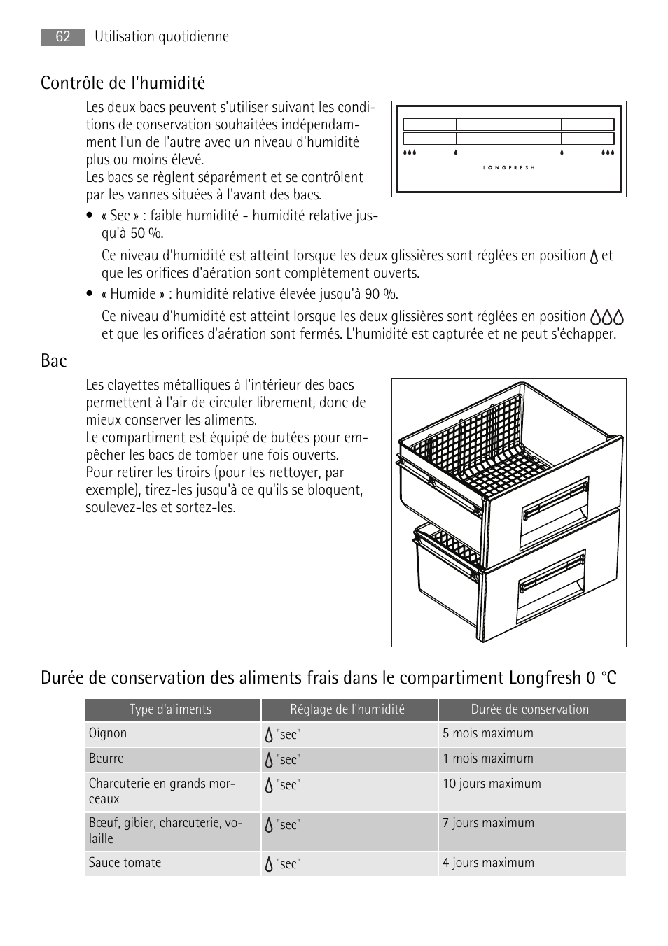 Contrôle de l'humidité | AEG SKZ81200F0 User Manual | Page 62 / 100