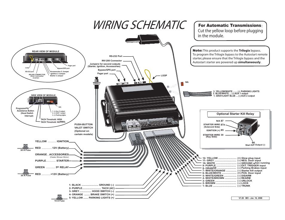 Wiring schematic | Autostart AS-1755V User Manual | Page 4 / 4