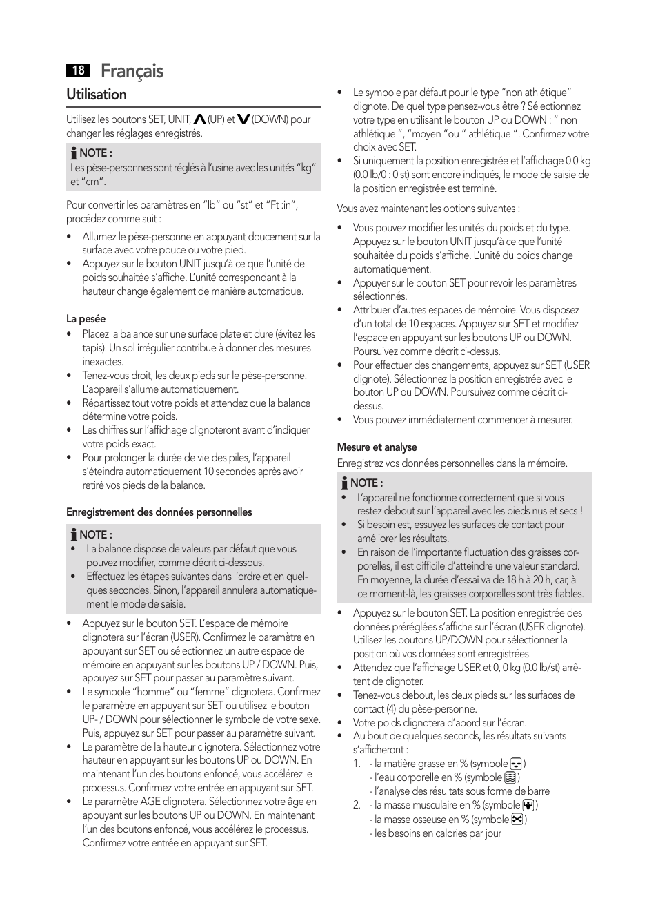 Français, Utilisation | AEG PW 5570 FA User Manual | Page 18 / 62