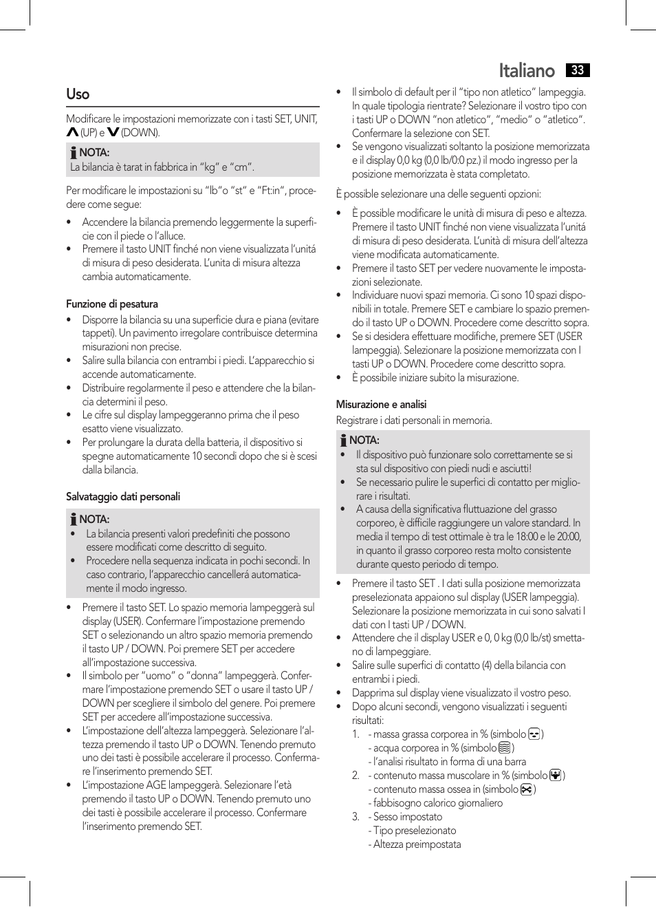 Italiano | AEG PW 5570 FA User Manual | Page 33 / 62