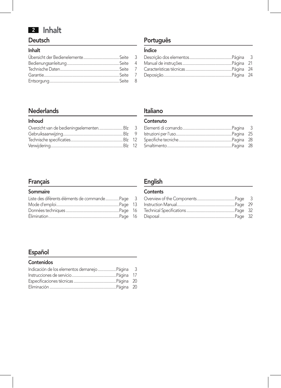 Inhalt | AEG MMR 4128 User Manual | Page 2 / 34