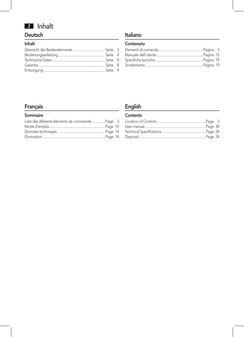 Inhalt | AEG DAB 4130 User Manual | Page 2 / 26