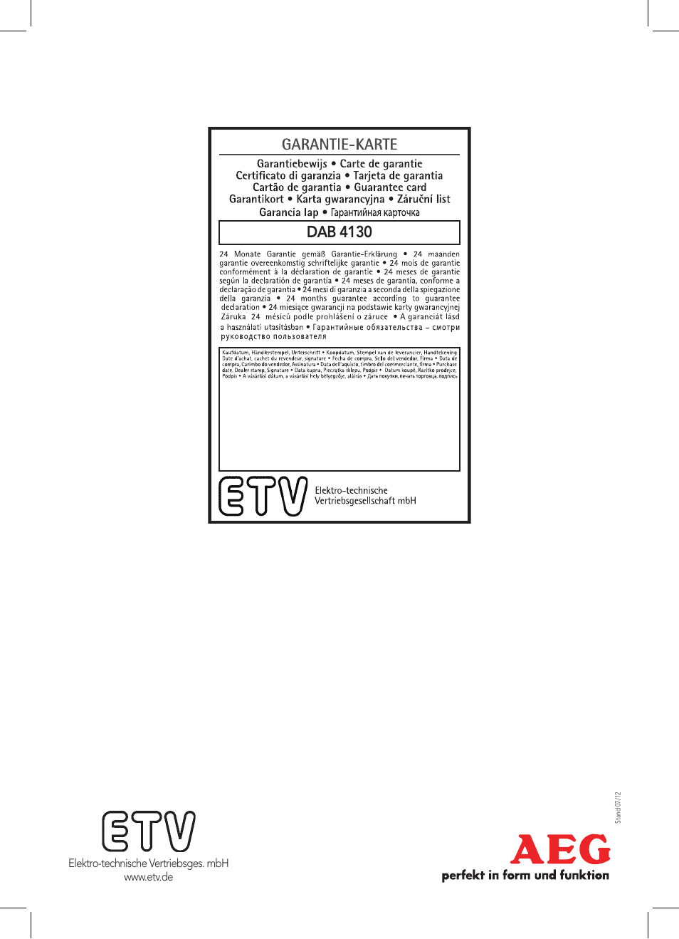 Dab 4130 | AEG DAB 4130 User Manual | Page 26 / 26