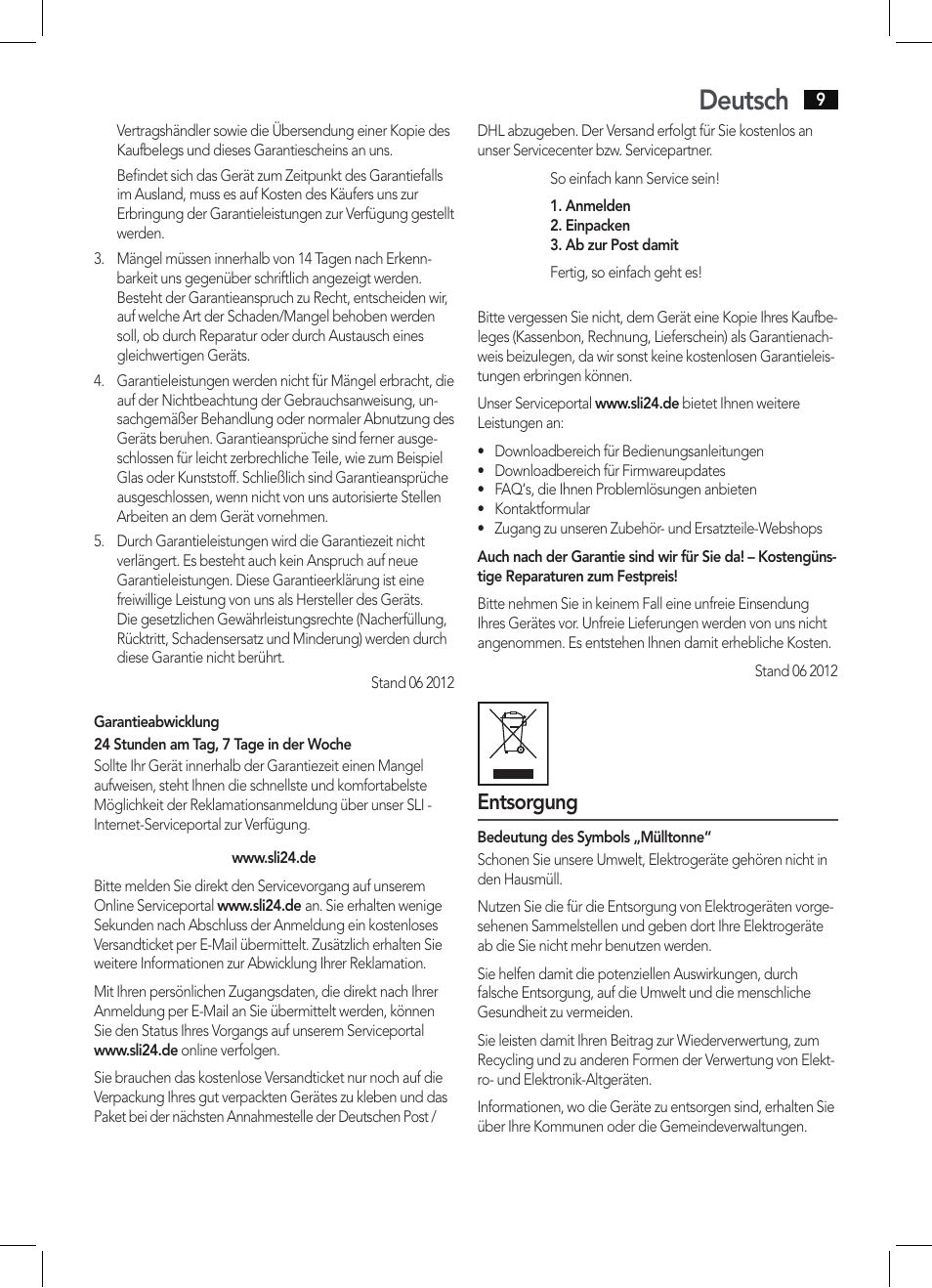 Deutsch, Entsorgung | AEG DAB 4130 User Manual | Page 9 / 26
