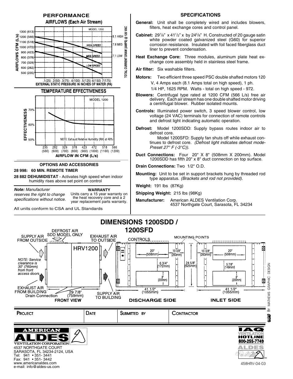 American Aldes HRV 700SDD User Manual | Page 9 / 17