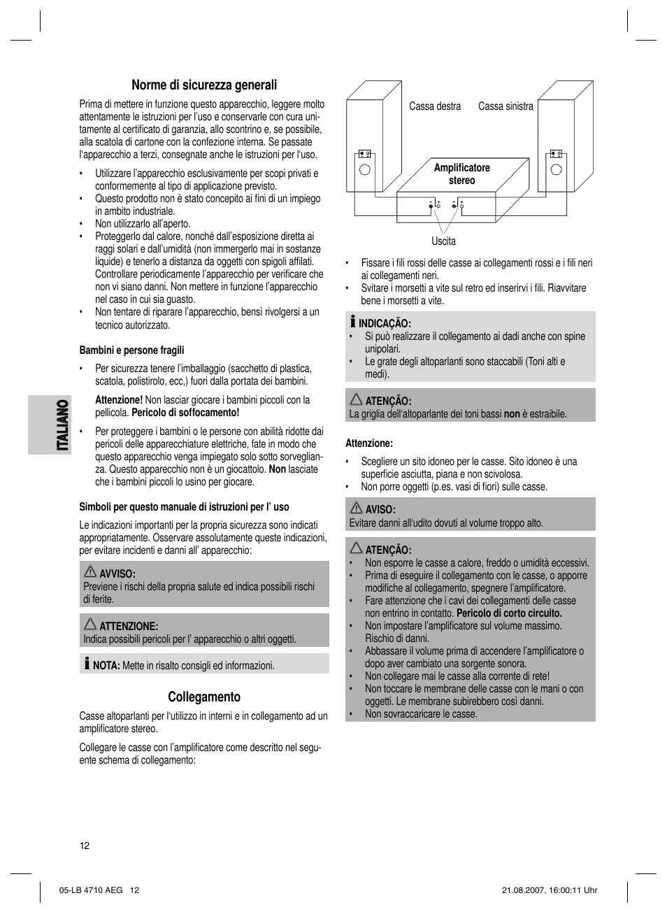 Collegamento | AEG LB 4710 User Manual | Page 12 / 28