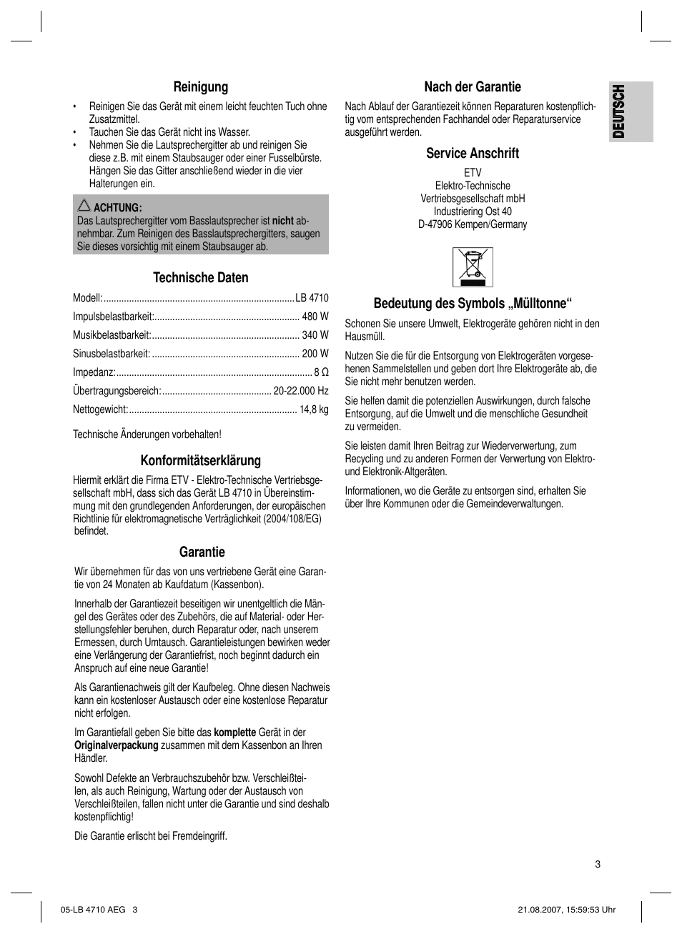AEG LB 4710 User Manual | Page 3 / 28