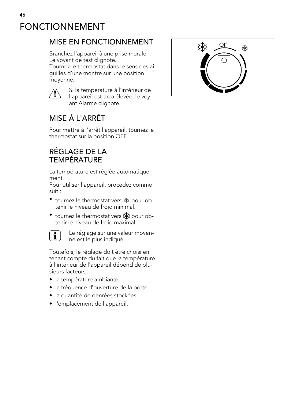 Fonctionnement | AEG A61900HLW0 User Manual | Page 46 / 84