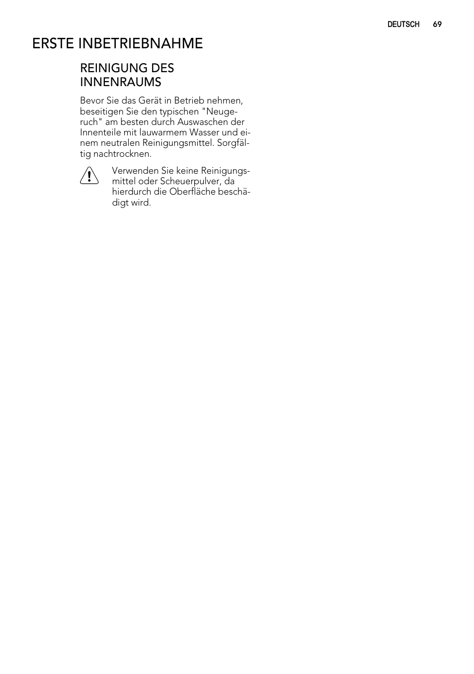 Erste inbetriebnahme | AEG A61900HLW0 User Manual | Page 69 / 84