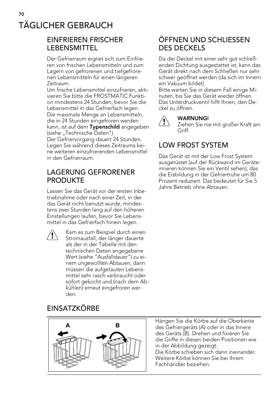 Täglicher gebrauch | AEG A61900HLW0 User Manual | Page 70 / 84
