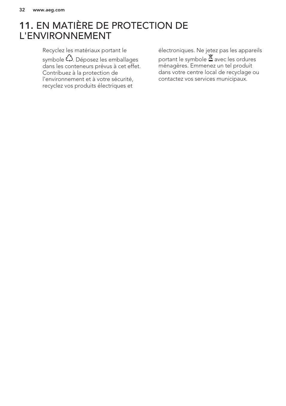 En matière de protection de l'environnement | AEG HE604000H User Manual | Page 32 / 44