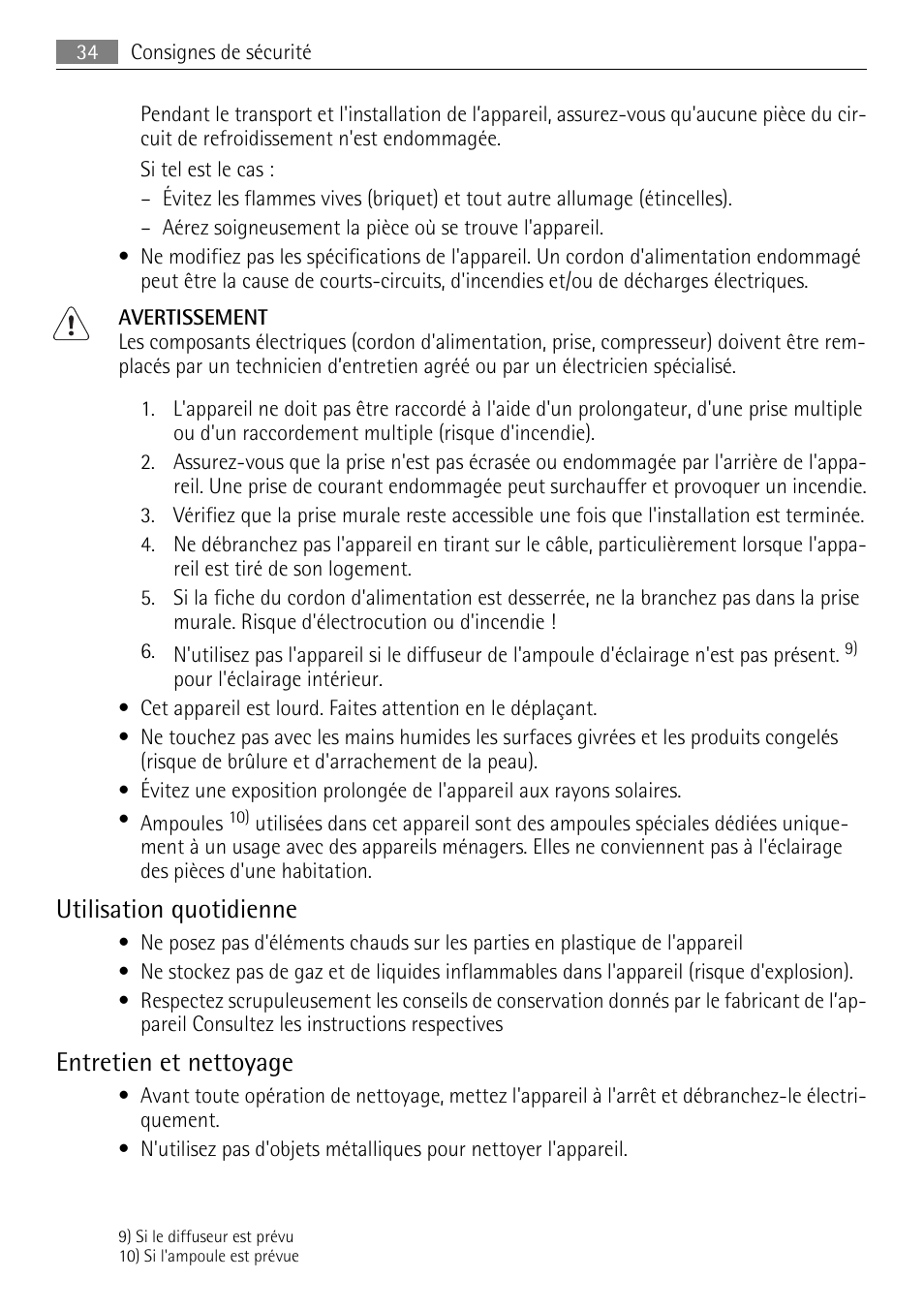 Utilisation quotidienne, Entretien et nettoyage | AEG SKS51200S0 User Manual | Page 34 / 76
