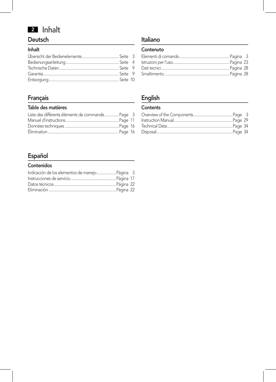 Inhalt | AEG MC 4455 CD-MP3 User Manual | Page 2 / 38