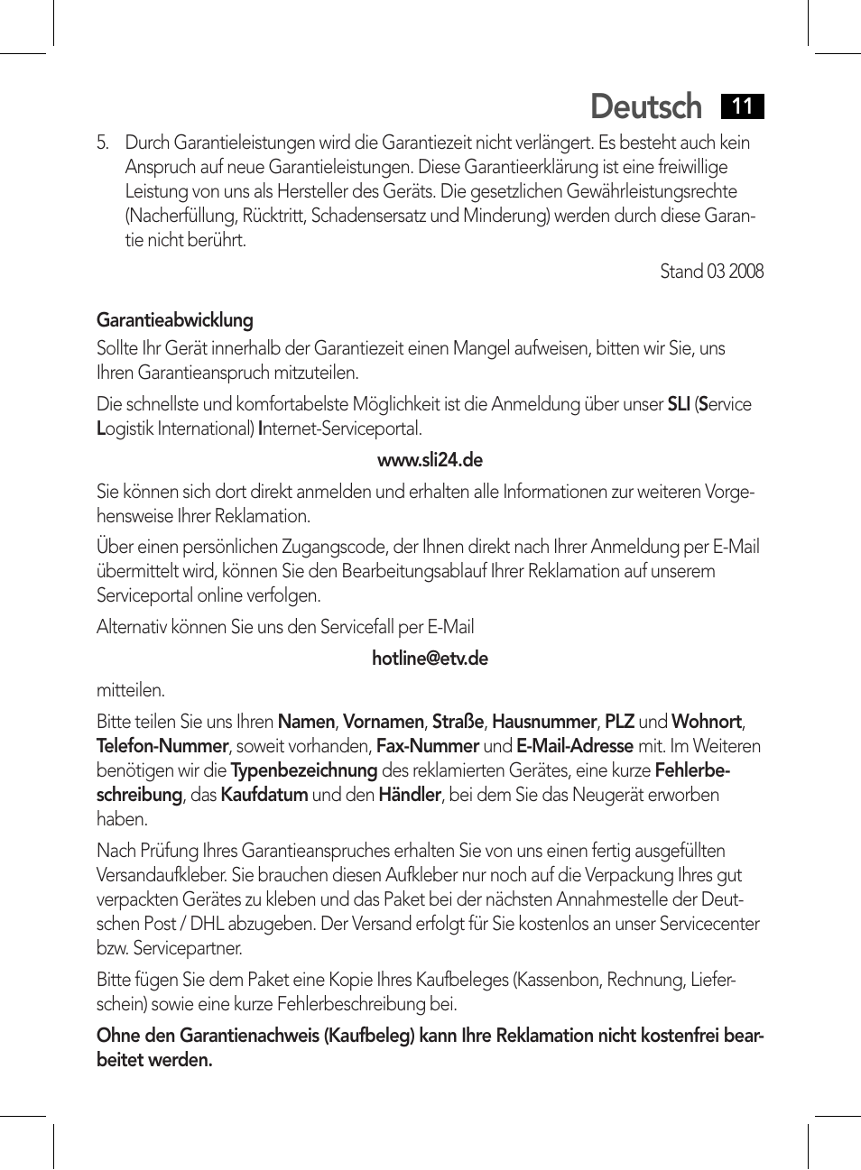 Deutsch | AEG WE 4125 User Manual | Page 11 / 90