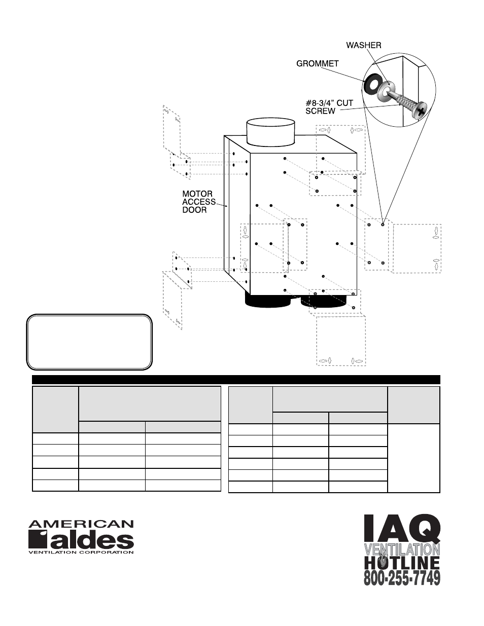 Mounting bracket locations | American Aldes RDF 8-8IP User Manual | Page 6 / 6