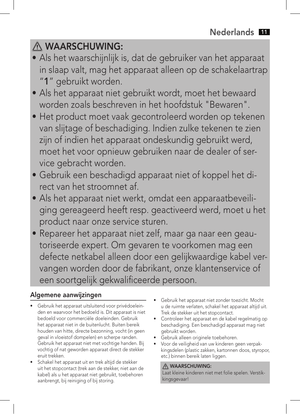 Nederlands | AEG WUB 5647 User Manual | Page 11 / 62