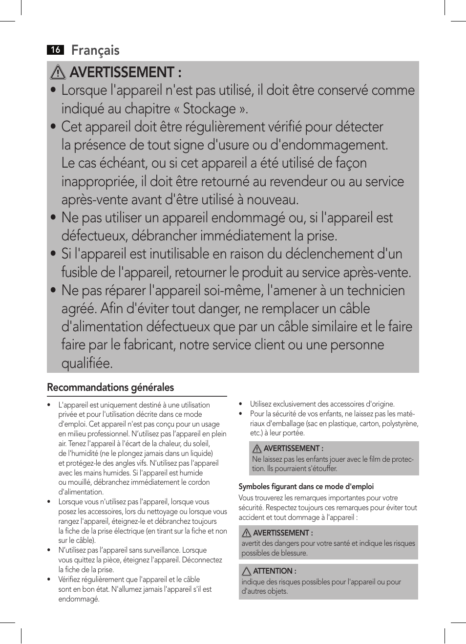 Français | AEG WUB 5647 User Manual | Page 16 / 62