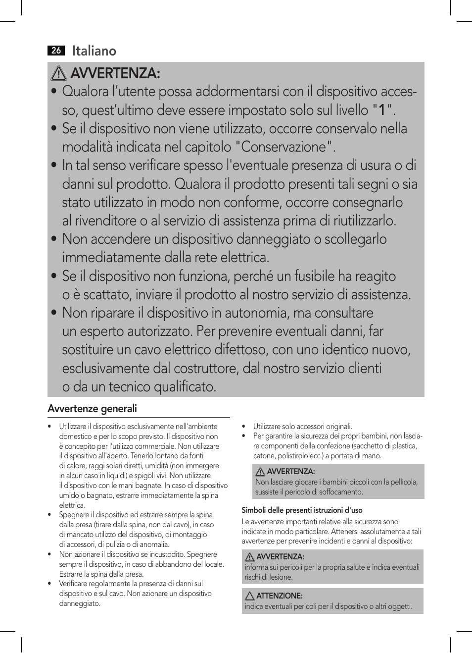 Italiano | AEG WUB 5647 User Manual | Page 26 / 62