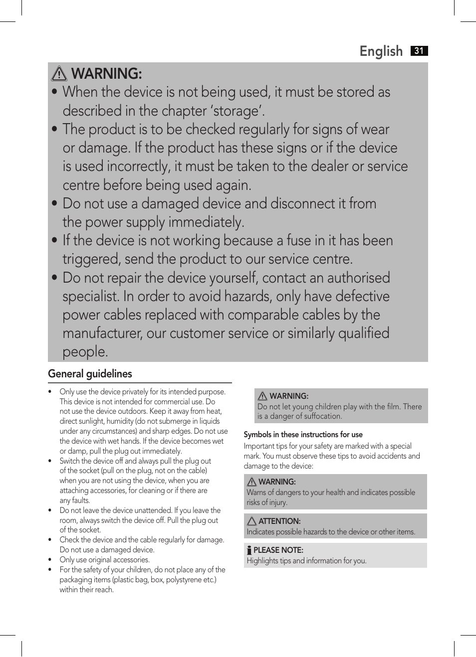 English | AEG WUB 5647 User Manual | Page 31 / 62