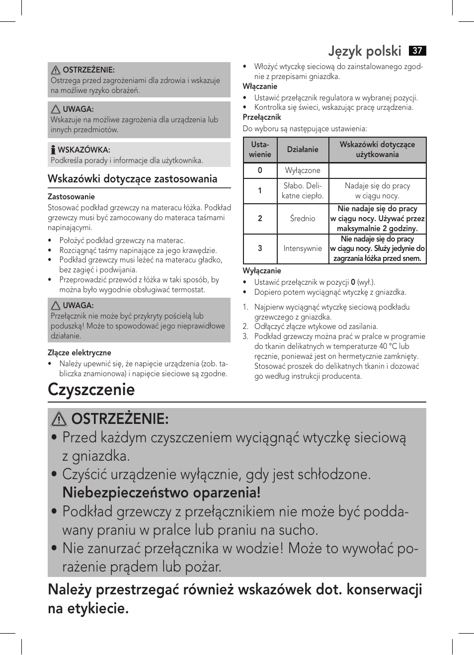 Czyszczenie, Język polski | AEG WUB 5647 User Manual | Page 37 / 62