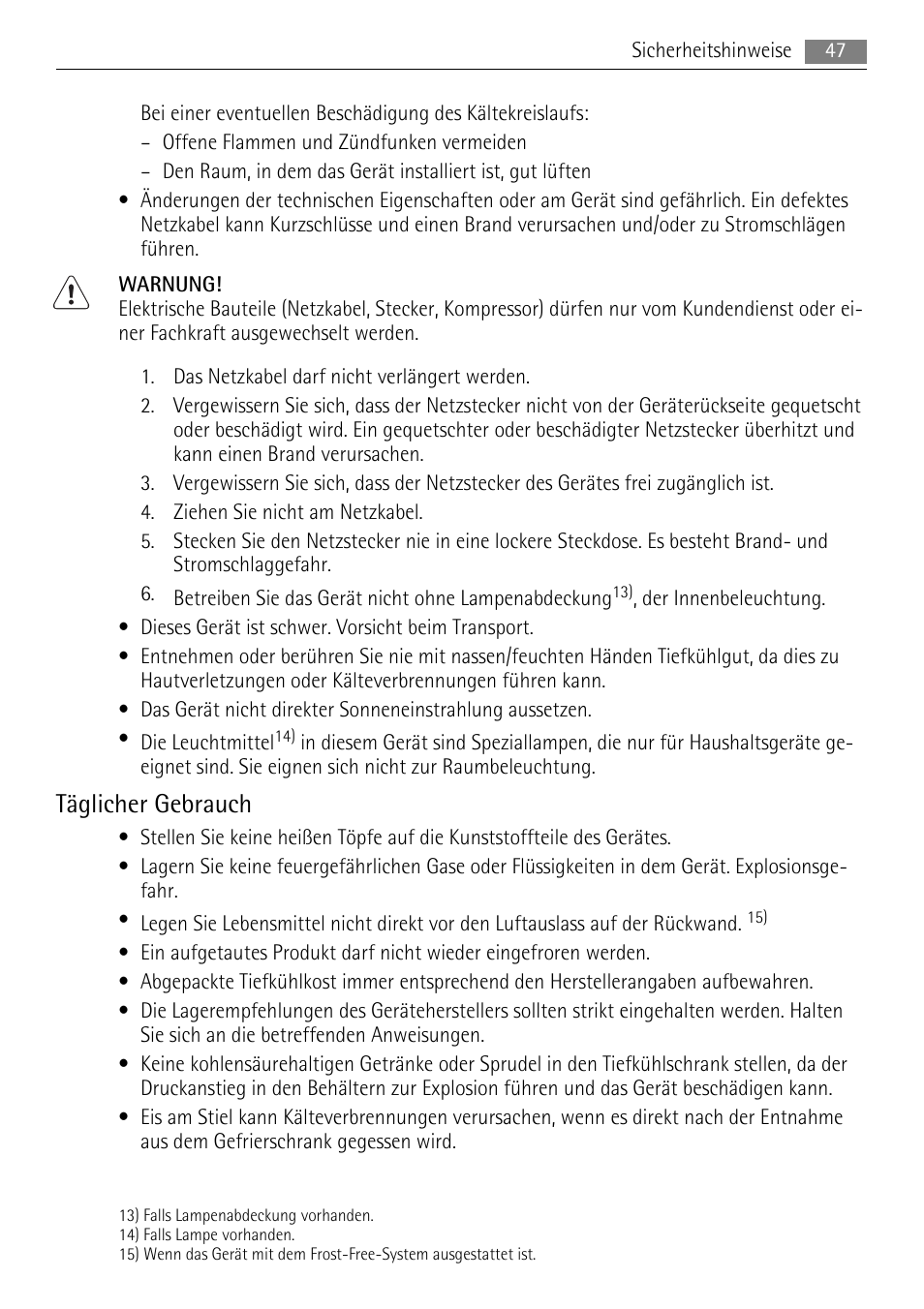 Täglicher gebrauch | AEG AGS57200S0 User Manual | Page 47 / 72