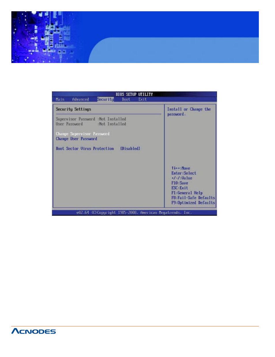 Rmc 7182, 4 security settings | Acnodes RMC 7182 User Manual | Page 94 / 103