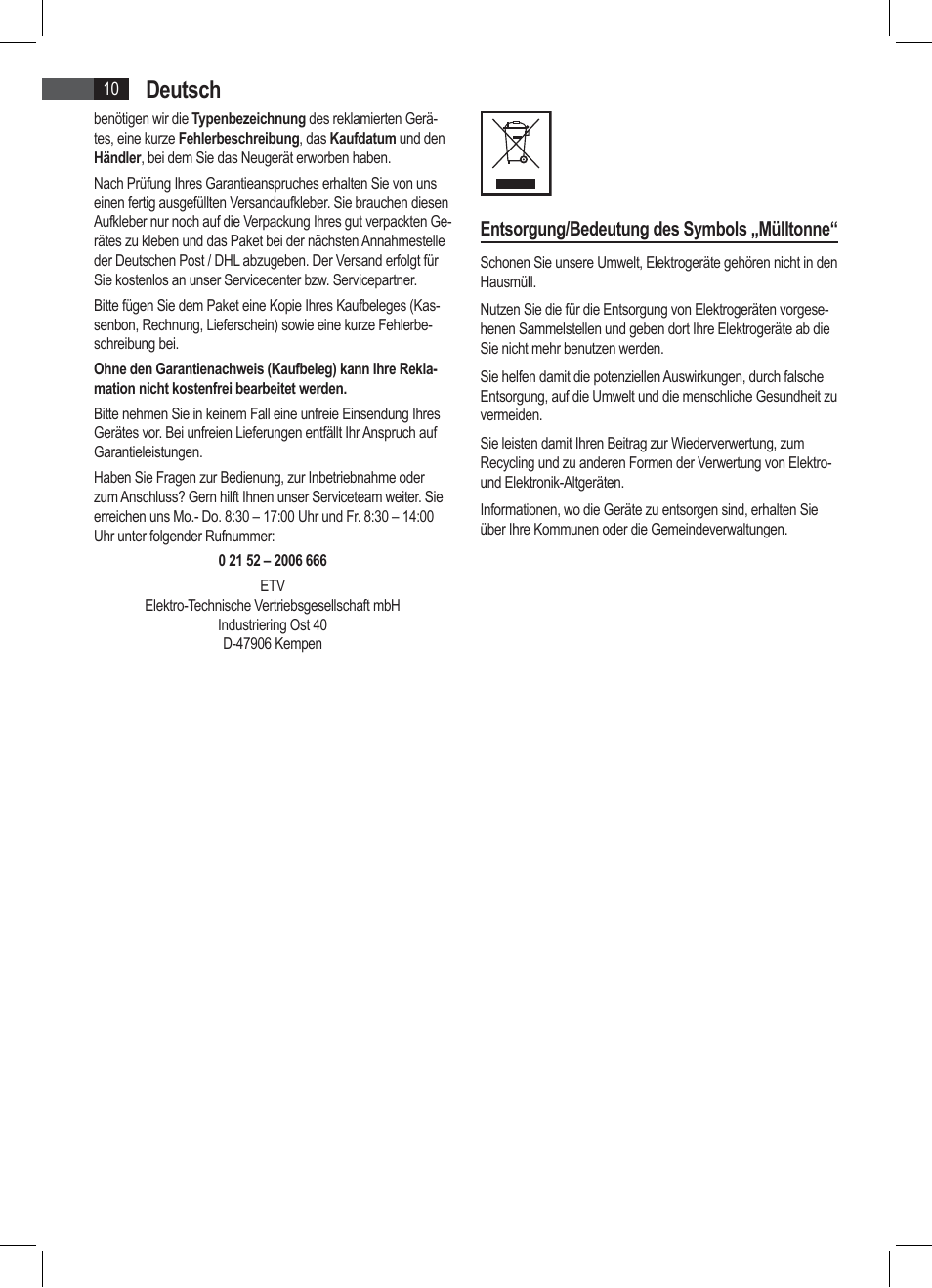 Deutsch, Entsorgung/bedeutung des symbols „mülltonne | AEG SRP 4335 CD-MP3 User Manual | Page 10 / 74