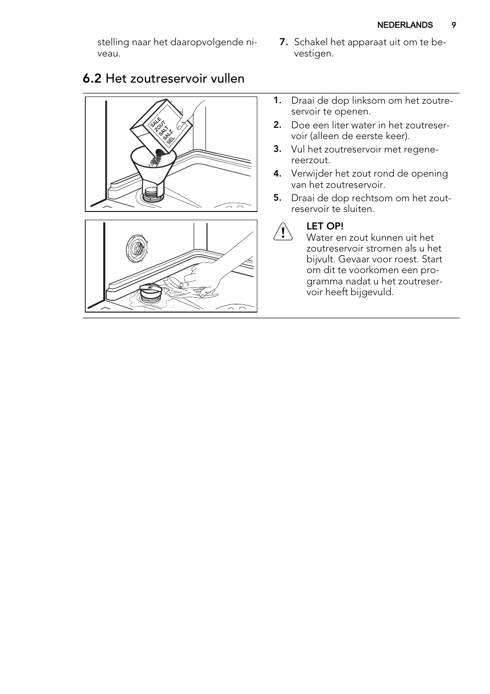 2 het zoutreservoir vullen | AEG F35000VI1P User Manual | Page 9 / 68