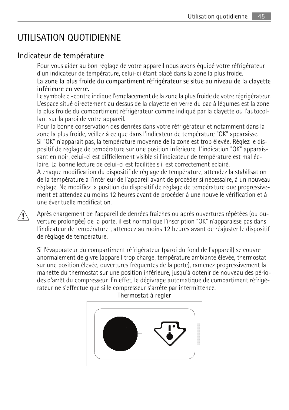 Utilisation quotidienne, Indicateur de température | AEG SKS51200F0 User Manual | Page 45 / 80