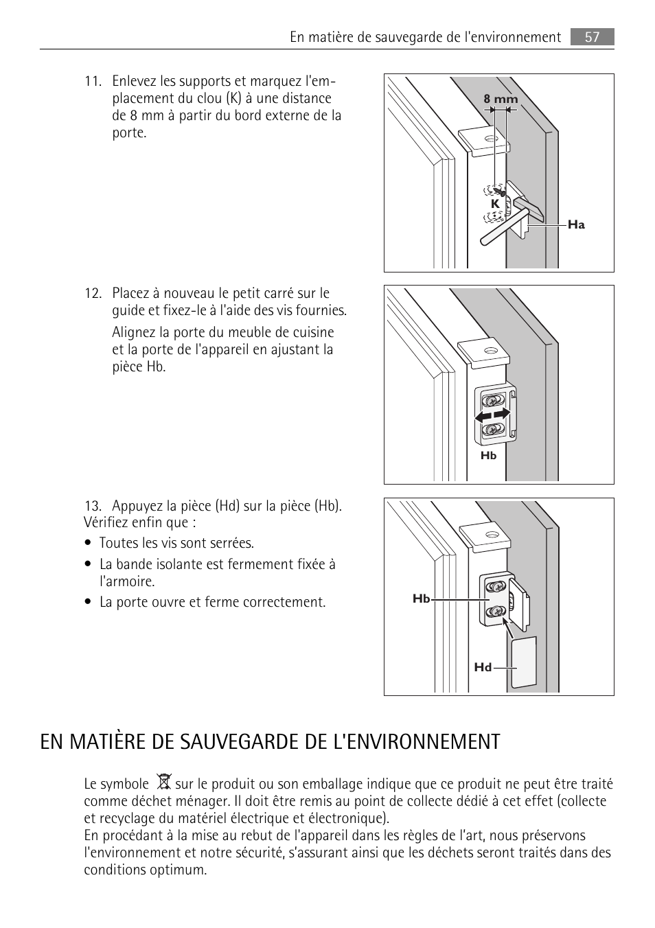 En matière de sauvegarde de l'environnement | AEG SKS51200F0 User Manual | Page 57 / 80