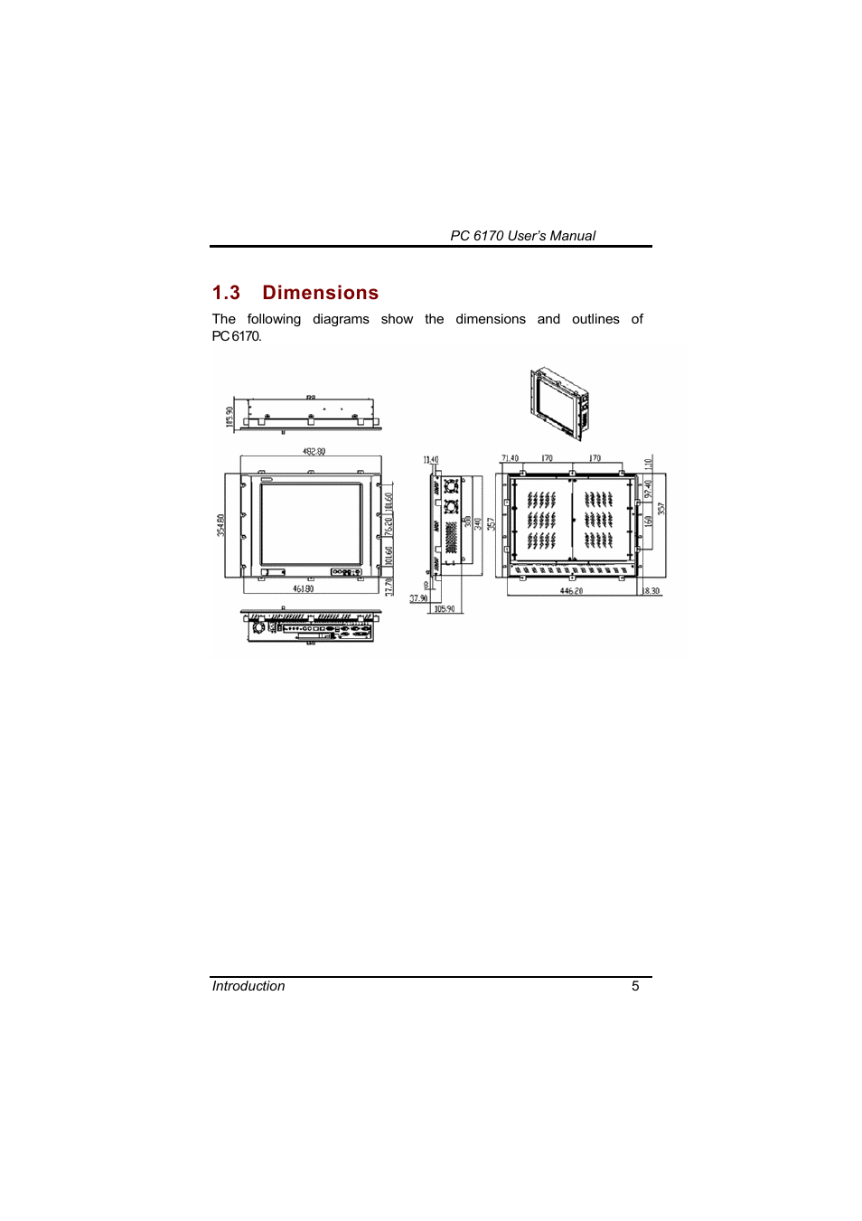 3 dimensions | Acnodes PC 6170 User Manual | Page 13 / 75