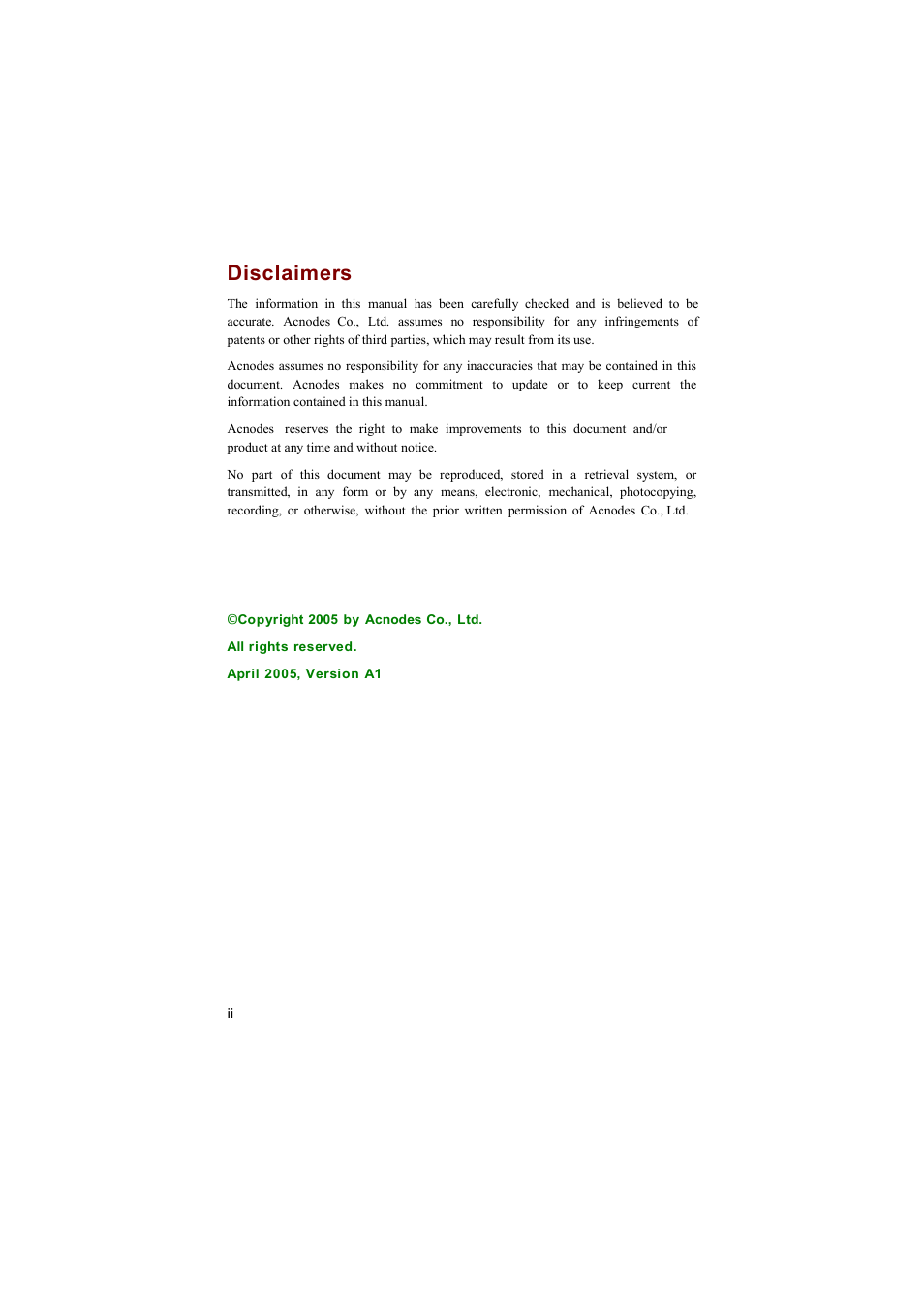 Disclaimers | Acnodes PC 6170 User Manual | Page 2 / 75