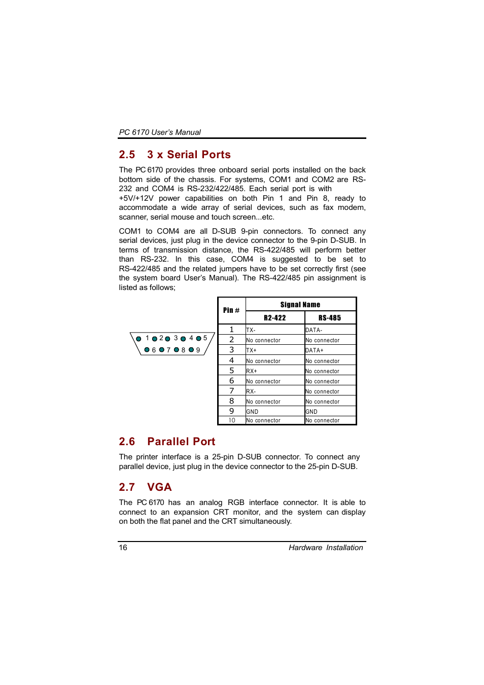 5 3 x serial ports, 6 parallel port, 7 vga | Acnodes PC 6170 User Manual | Page 24 / 75