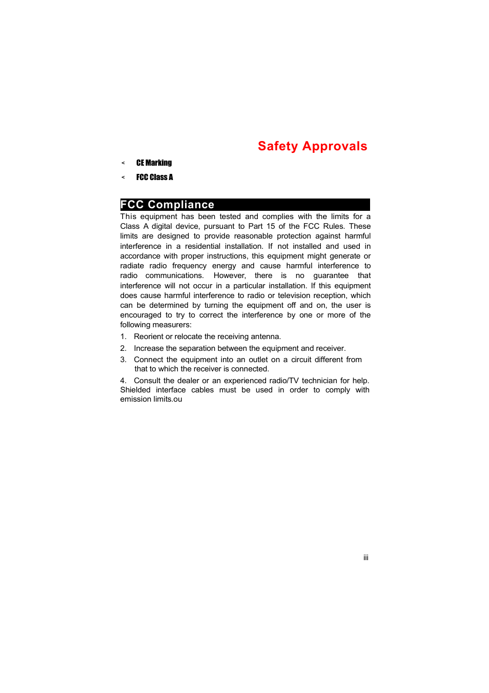 Safety approvals, Fcc compliance | Acnodes PC 6170 User Manual | Page 3 / 75