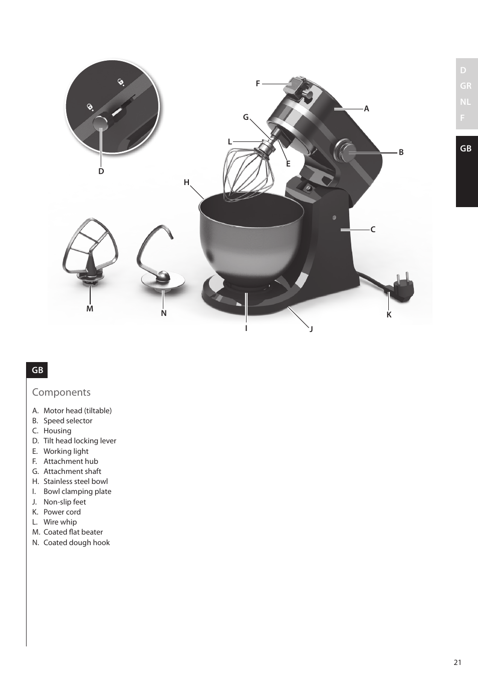 Components | AEG KM4400 User Manual | Page 21 / 28