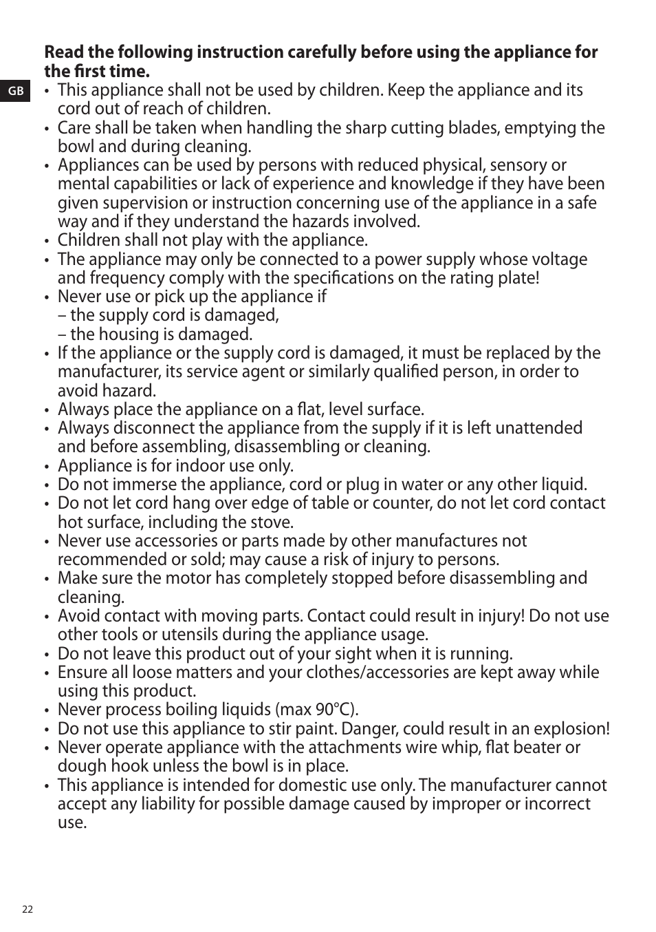 AEG KM4400 User Manual | Page 22 / 28