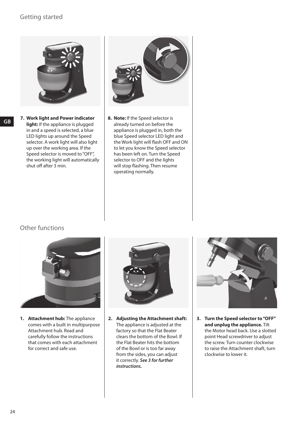 Getting started, Other functions | AEG KM4400 User Manual | Page 24 / 28