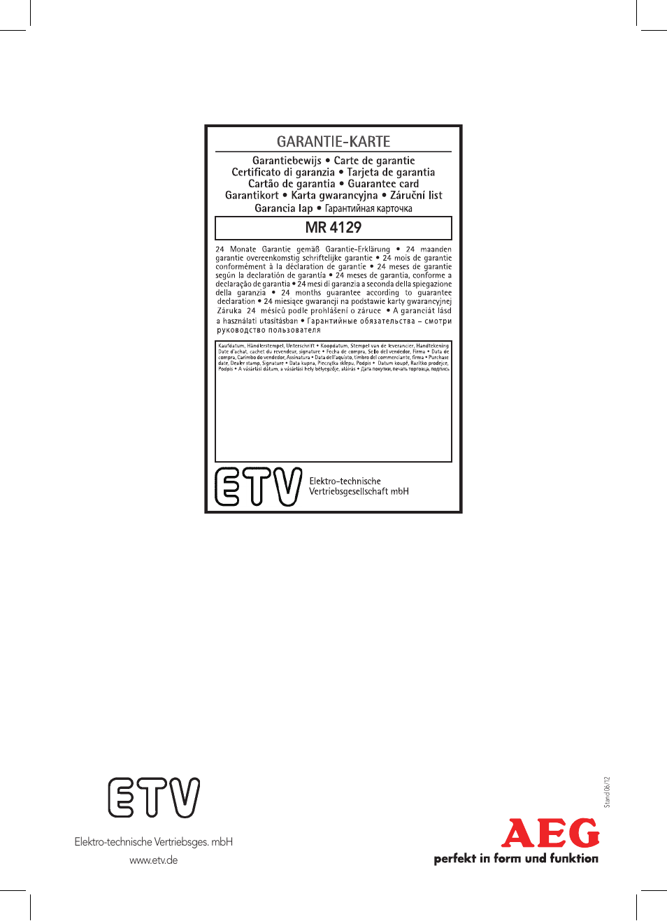 Mr 4129 | AEG MR 4129 User Manual | Page 38 / 38