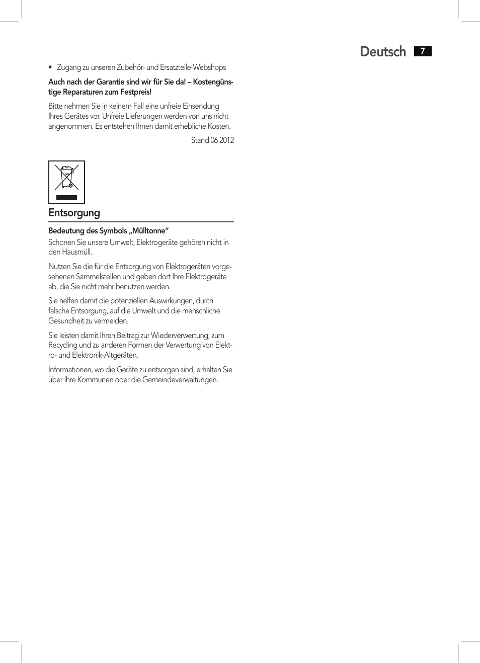 Deutsch | AEG MR 4129 User Manual | Page 7 / 38