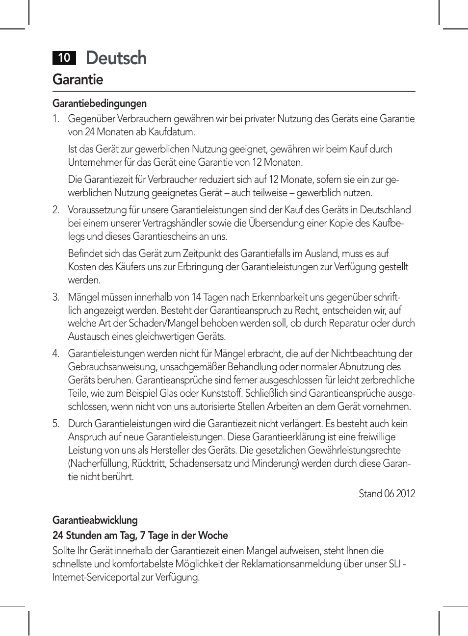 Deutsch, Garantie | AEG HR 5655 User Manual | Page 10 / 82