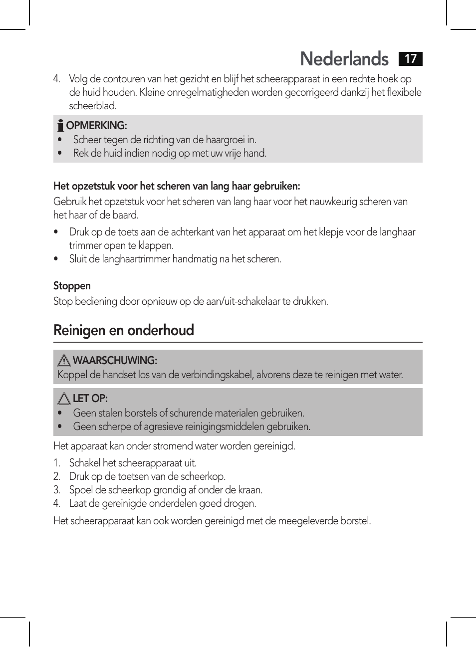 Nederlands, Reinigen en onderhoud | AEG HR 5655 User Manual | Page 17 / 82