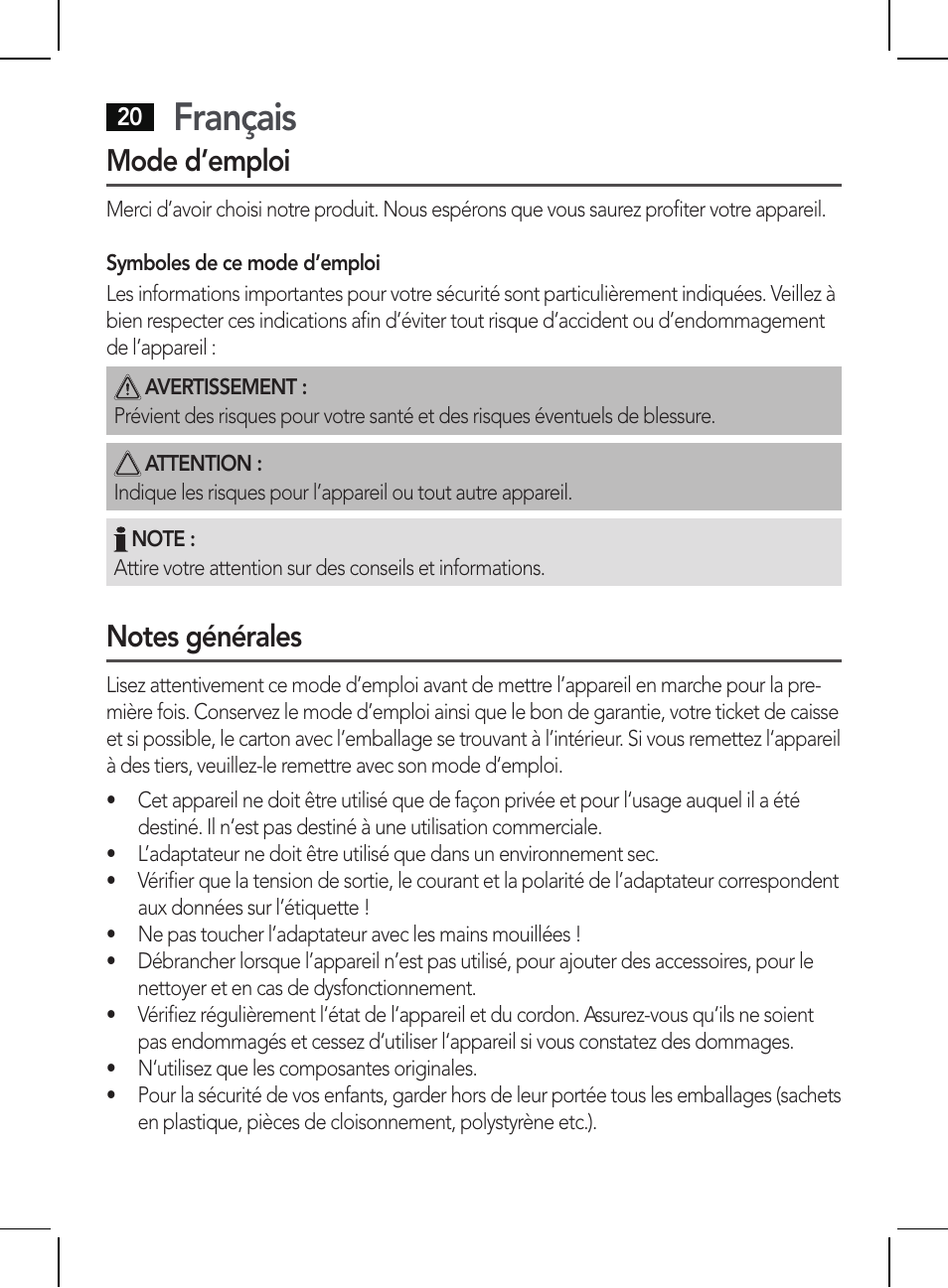 Français, Mode d’emploi | AEG HR 5655 User Manual | Page 20 / 82