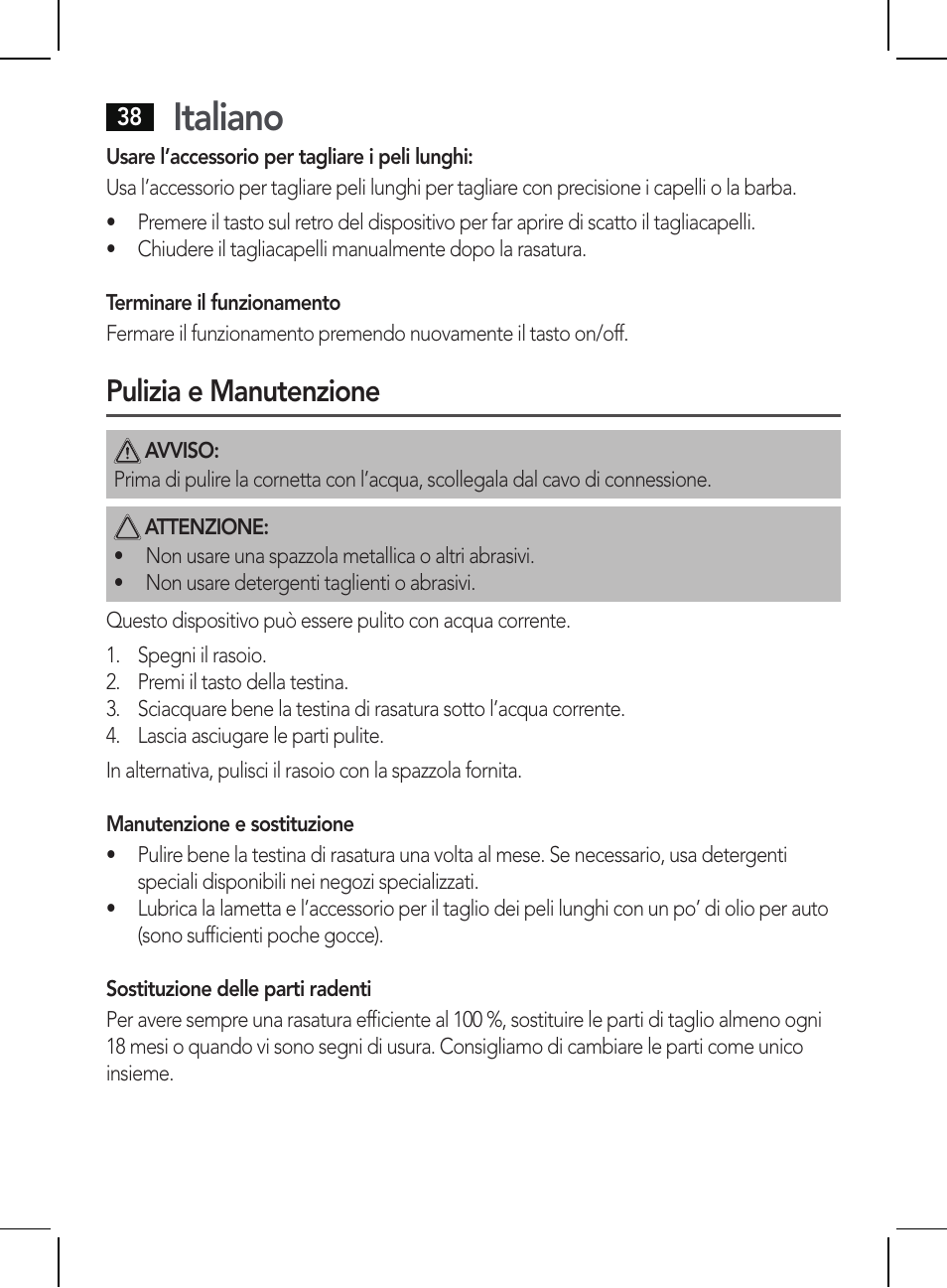 Italiano, Pulizia e manutenzione | AEG HR 5655 User Manual | Page 38 / 82