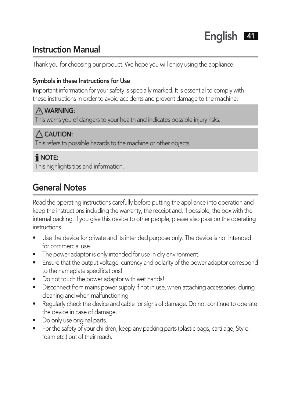 English, Instruction manual | AEG HR 5655 User Manual | Page 41 / 82